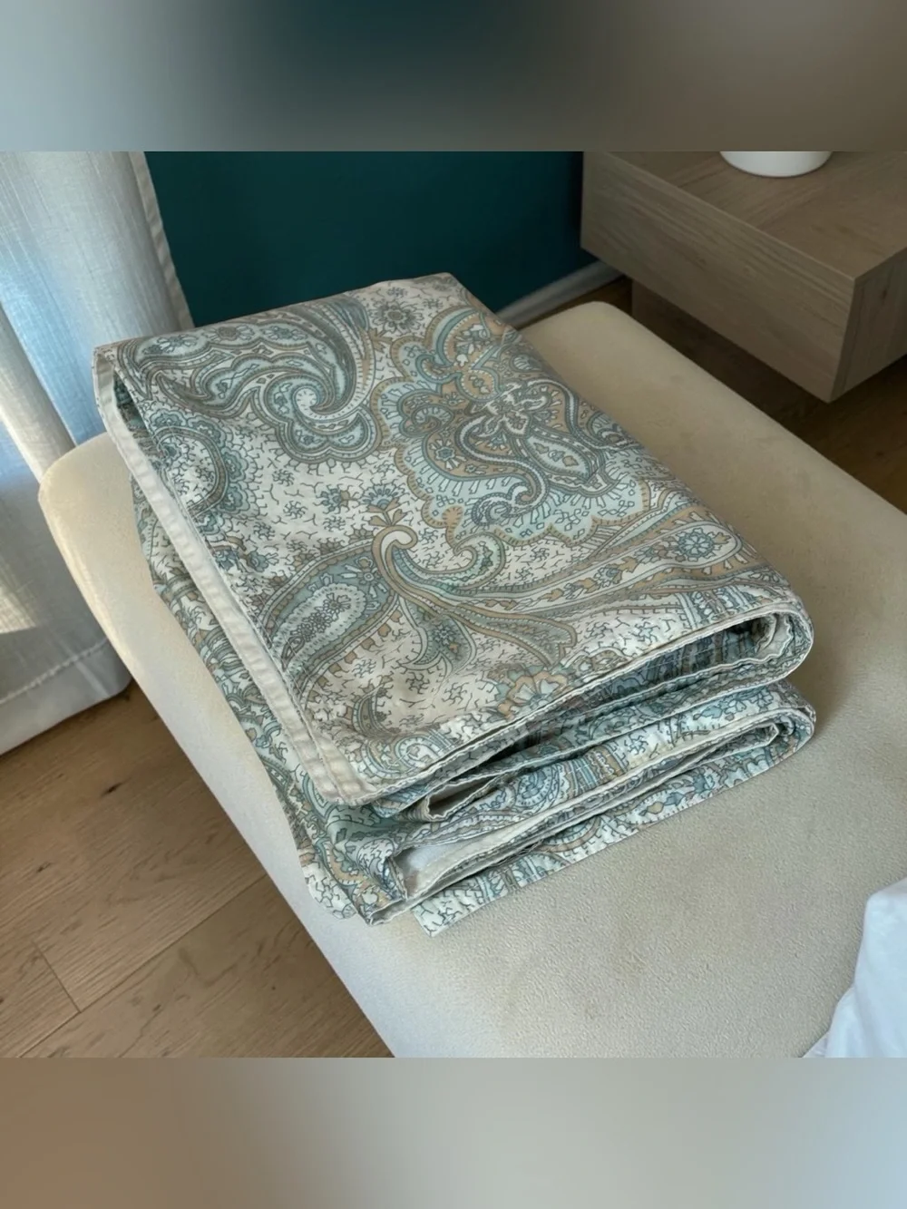 2 Harbor House Chelsea Paisley Pillow Shams Standard Teal Blue Tan Swirl Floral